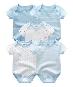 Lot de 5 bodies pour bébé - bodies manches courtes bleu
