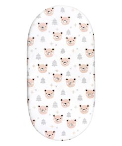 Drap housse ovale bébé - 80x40cm - Blanc Motif Ourson